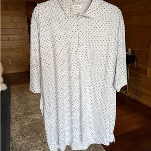White and Blue Polka Dot Men's Shirt